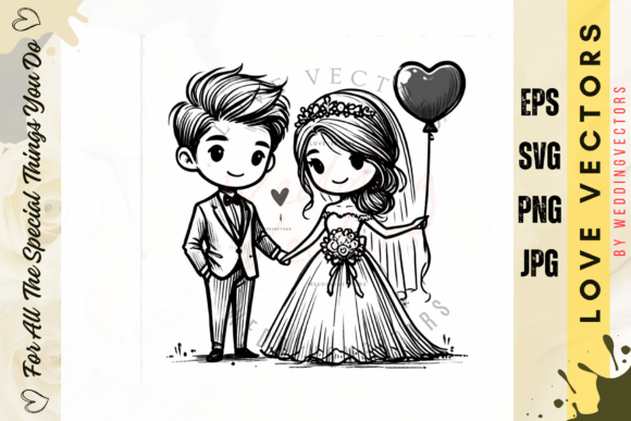 C4026: Wedding Couple and Love Vectors for Timeless Design