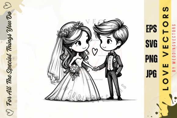 C4128: Elevating Your Designs with Wedding Couple and Love Vectors