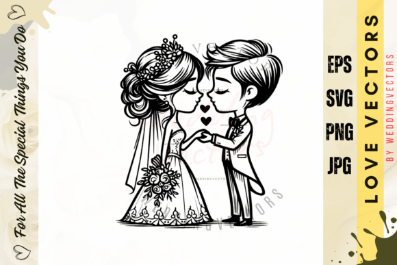 Capturing Romance: The Wedding Couple and Love Vectors - C4090