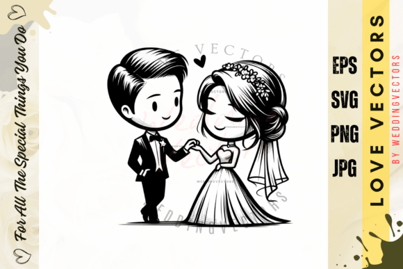 Capturing Romance: The Wedding Couple and Love Vectors - C4124 Collection