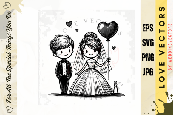 Celebrate Love: Styling with Wedding Couple and Love Vectors - C4097