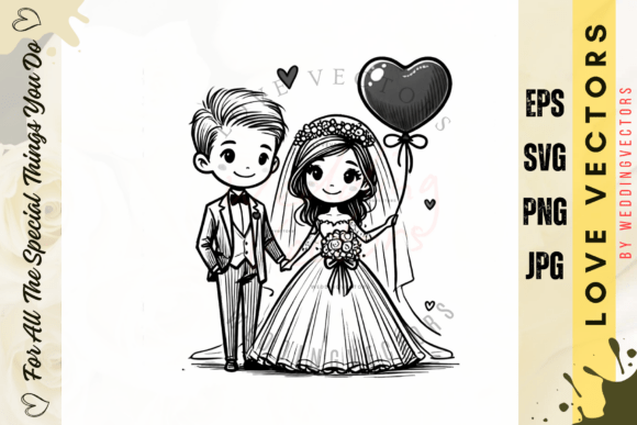 Elegant Romance: Designing with Wedding Couple and Love Vectors - C3918