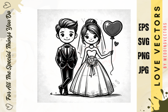 Elegant Wedding Couple and Love Vectors - C4030 for Designers
