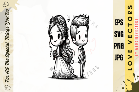Elegant Wedding Couple and Love Vectors: C4294 Design Guide
