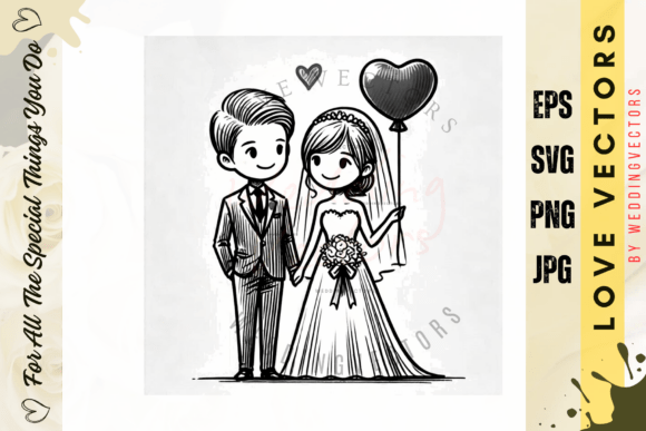 Elegant Wedding Couple & Love Vectors: C3926
