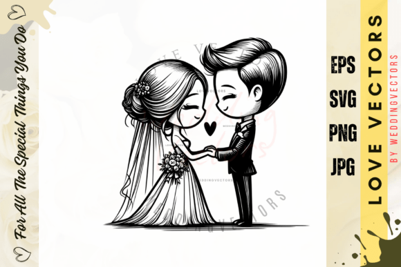 Elegant Wedding Couple & Love Vectors: C3999 Design Guide