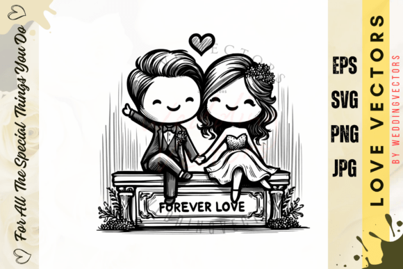 Elevate Romantic Projects with Wedding Couple and Love Vectors - C412