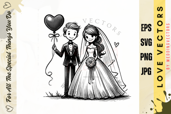 Elevating Romance in Design: Wedding Couple and Love Vectors - C4289