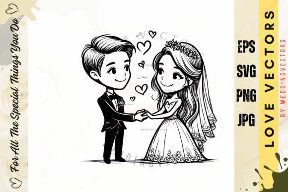 Wedding Couple and Love Vectors - C4005: Your Key to Romantic Design