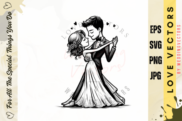 Wedding Couple and Love Vectors - C4069: Romantic Design Assets