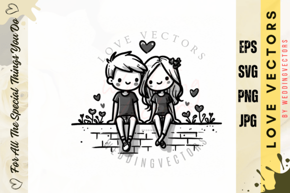 Wedding Couple and Love Vectors - C4078: Designing Romantic Projects