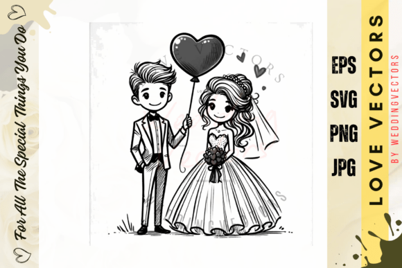 Wedding Couple and Love Vectors - C4121: Modern Bridal Art