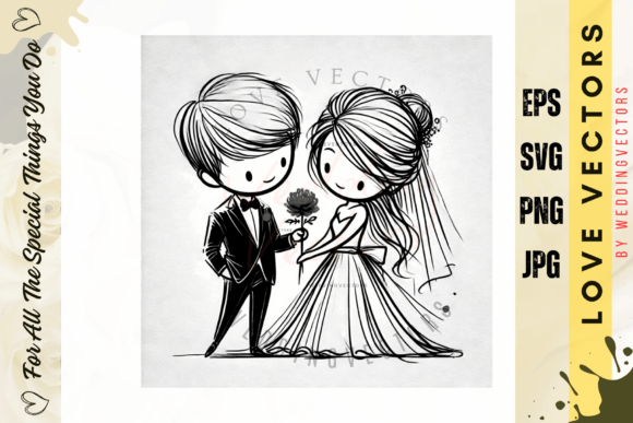 Wedding Couple and Love Vectors - C413: A Modern Love Story in Design
