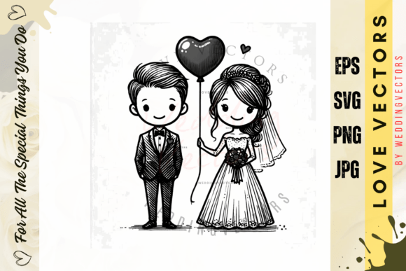 Wedding Couple and Love Vectors: C4147 Bridal Art