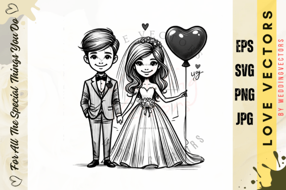 Wedding Couple and Love Vectors - C4239