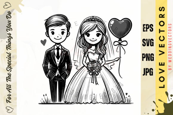 Wedding Couple and Love Vectors - C4279: Elegant Design Assets