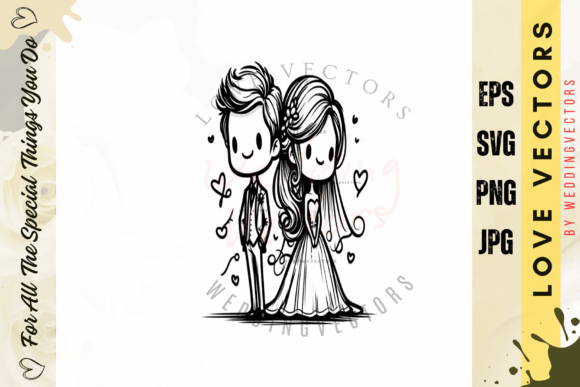 Wedding Couple and Love Vectors - C4303: Minimalist Romance