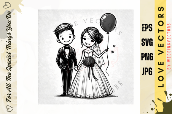 Wedding Couple and Love Vectors - C4384