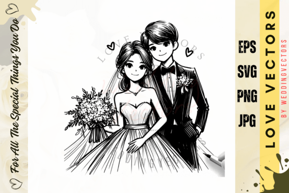 Wedding Couple and Love Vectors: The C4198 Collection