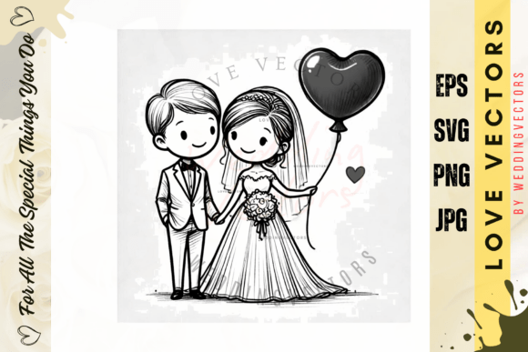 Wedding Couple and Love Vectors: The C4263 Collection